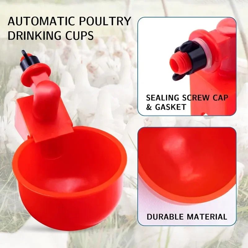 10/20/30Pcs Chicken Waterer Cups Chicken Feeder Cup for Chicken Duck Turkey Rabbit,3/8 Inch Thread Poultry Watering Feeder - Lily.sg Global Shopping