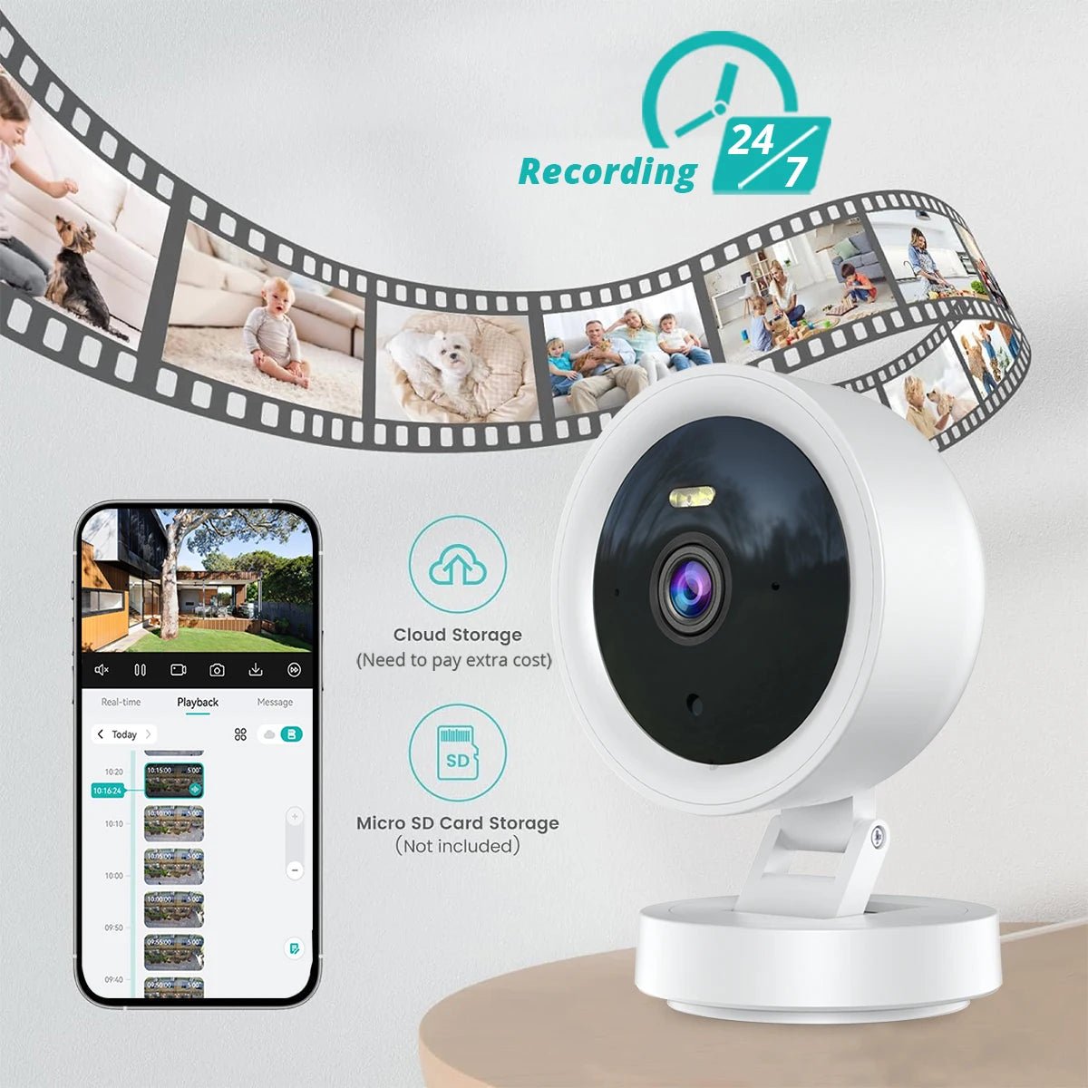 1080P WiFi Camera IP Surveillance Camera Security Baby Monitor 2MP CCTV Audio Video Color Night Vision AI Detect iCSee Mini Cam - Lily.sg Global Shopping