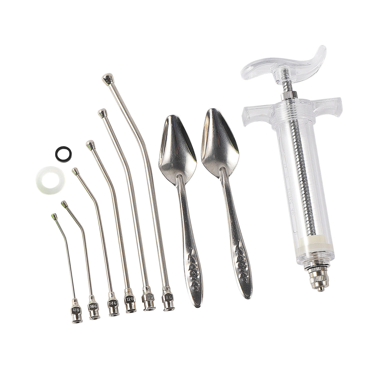 10ml/20/50ml Syringe Set Fledgling Baby Bird Manual Feeding With 6 Pcs Curved Gavage Tubes Stainless Steel Parrot Feeding Spoon - Lily.sg Global Shopping