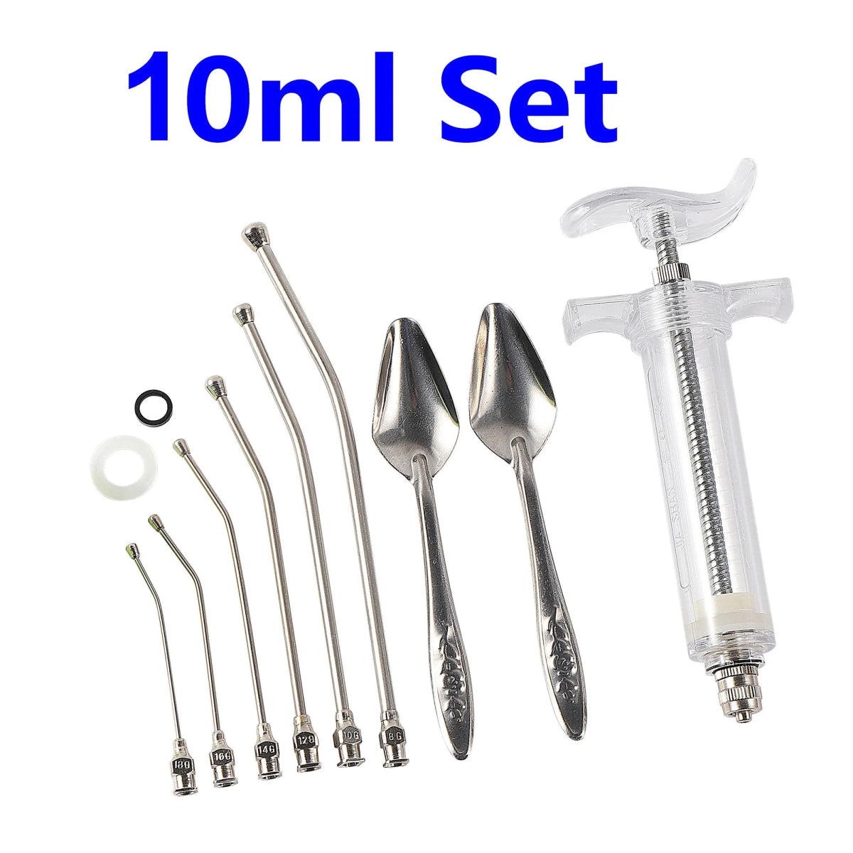 10ml/20/50ml Syringe Set Fledgling Baby Bird Manual Feeding With 6 Pcs Curved Gavage Tubes Stainless Steel Parrot Feeding Spoon - Lily.sg Global Shopping