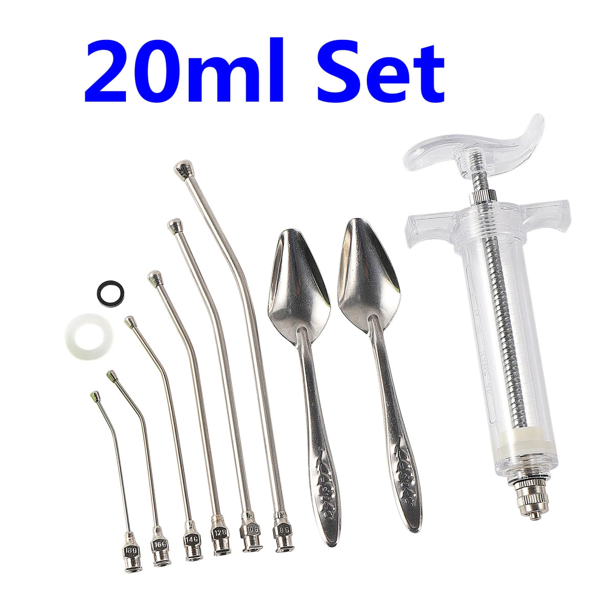 10ml/20/50ml Syringe Set Fledgling Baby Bird Manual Feeding With 6 Pcs Curved Gavage Tubes Stainless Steel Parrot Feeding Spoon - Lily.sg Global Shopping