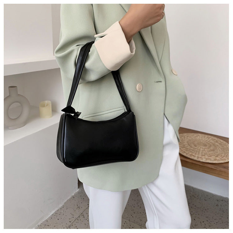 Fashion Handbag And Purses Simple Women Shoulder Underarm Bags Casual Ladies Pure Color Small Handbags Elegant PU Leather Bags