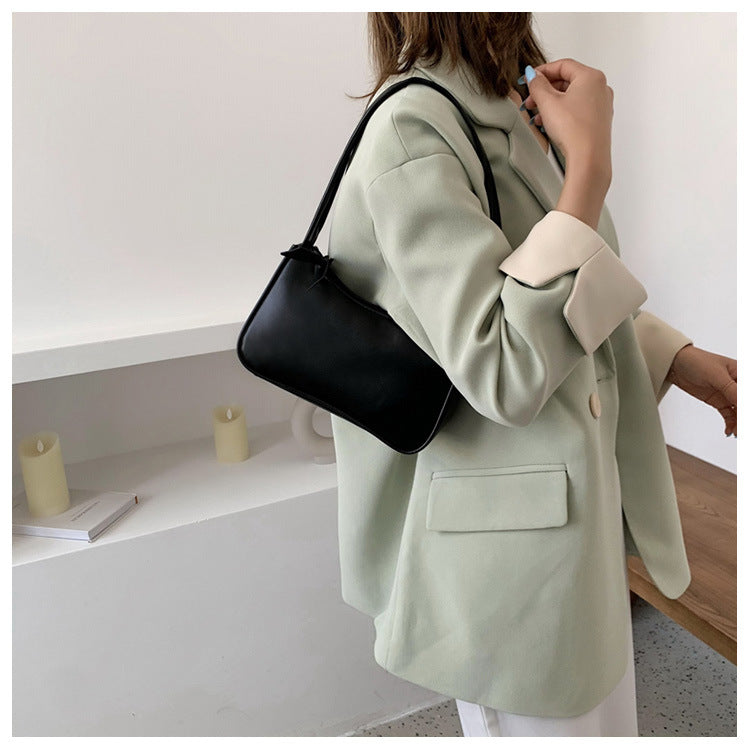 Fashion Handbag And Purses Simple Women Shoulder Underarm Bags Casual Ladies Pure Color Small Handbags Elegant PU Leather Bags