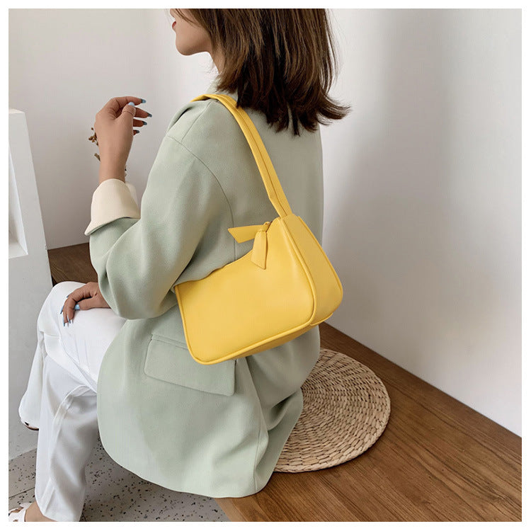 Fashion Handbag And Purses Simple Women Shoulder Underarm Bags Casual Ladies Pure Color Small Handbags Elegant PU Leather Bags