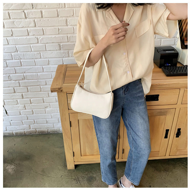 Fashion Handbag And Purses Simple Women Shoulder Underarm Bags Casual Ladies Pure Color Small Handbags Elegant PU Leather Bags