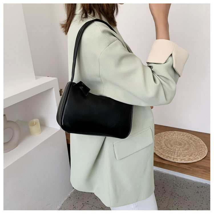 Fashion Handbag And Purses Simple Women Shoulder Underarm Bags Casual Ladies Pure Color Small Handbags Elegant PU Leather Bags