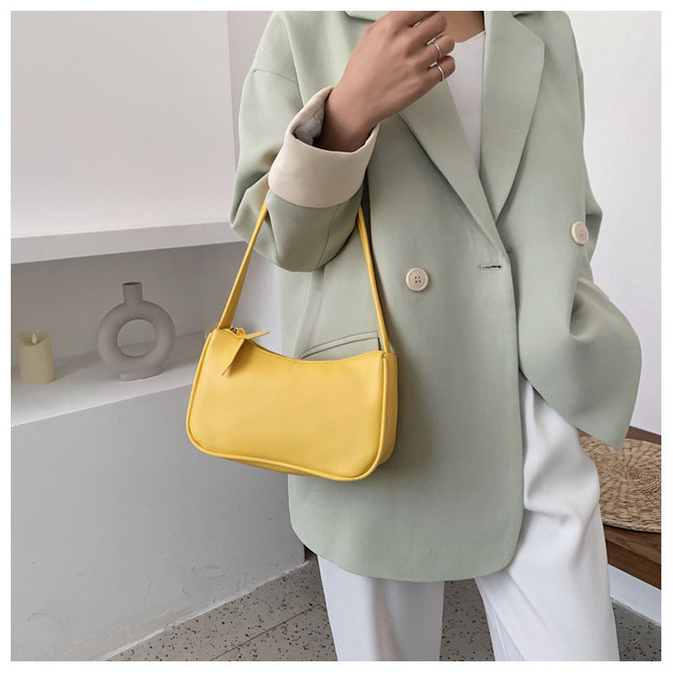 Fashion Handbag And Purses Simple Women Shoulder Underarm Bags Casual Ladies Pure Color Small Handbags Elegant PU Leather Bags