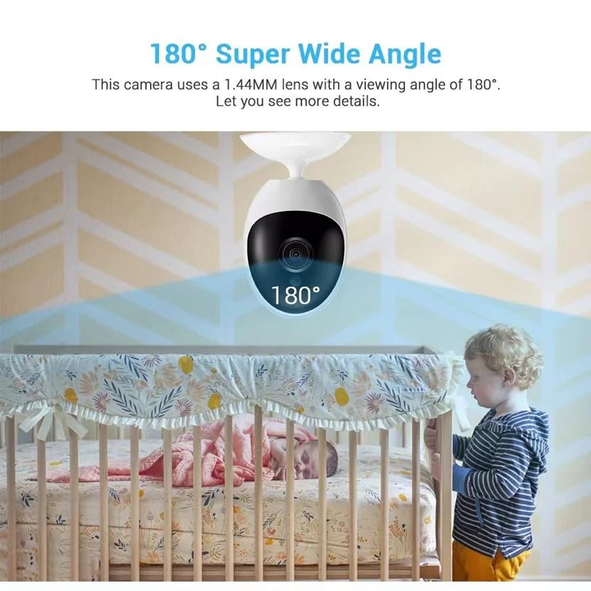 180 Degree Panoramic Camera Wide Angle 1.44mm Fisheye 1080P Indoor Two Way Audio Day and Night Vision ICSEE APP WiFi CCTV Camera - Lily.sg Global Shopping