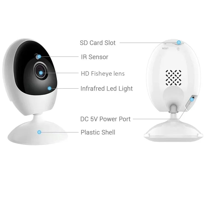 180 Degree Panoramic Camera Wide Angle 1.44mm Fisheye 1080P Indoor Two Way Audio Day and Night Vision ICSEE APP WiFi CCTV Camera - Lily.sg Global Shopping