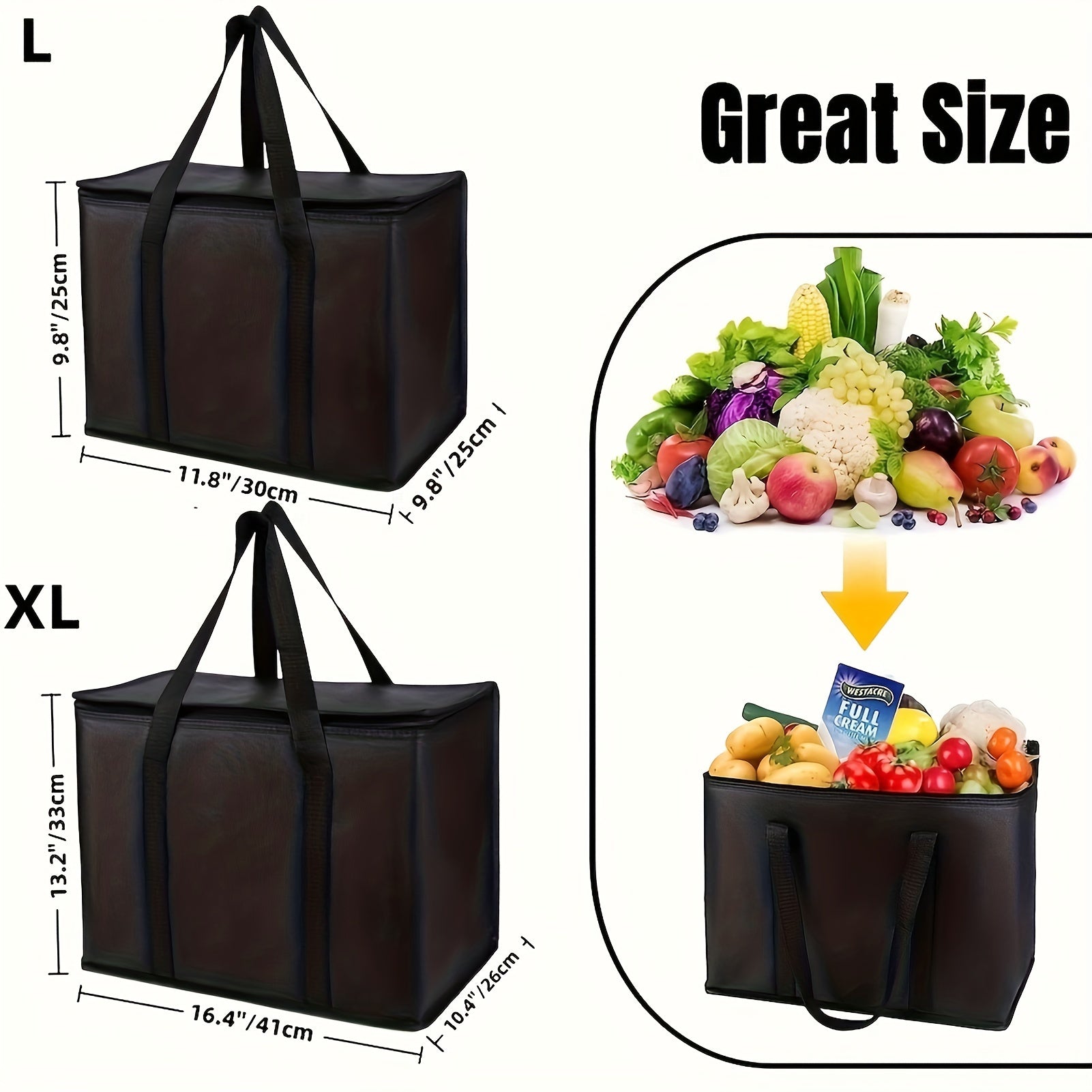 Large Capacity Insulated Grocery Bags Foldable Portable Soft Cooler Bag Lightweight Reusable Food and Beer Insulated Tote Bag