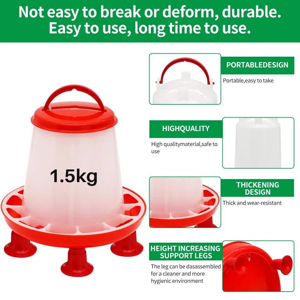 1Pc 1.5kg/3L Automatic Chicken Feeder Bucket Drinker Bucket With Leg Plastic Water Bucket for Duck Farm Chick Coop Water Supply - Lily.sg Global Shopping