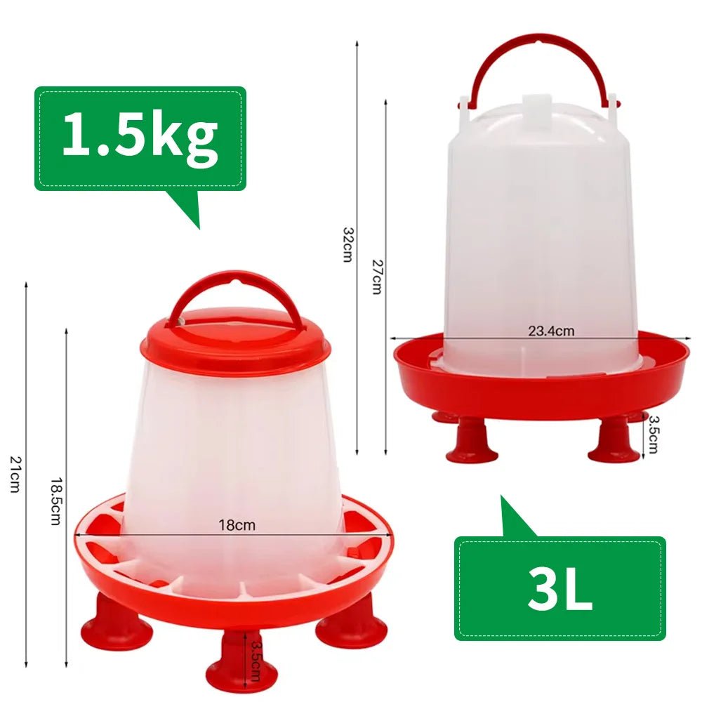 1Pc 1.5kg/3L Automatic Chicken Feeder Bucket Drinker Bucket With Leg Plastic Water Bucket for Duck Farm Chick Coop Water Supply - Lily.sg Global Shopping