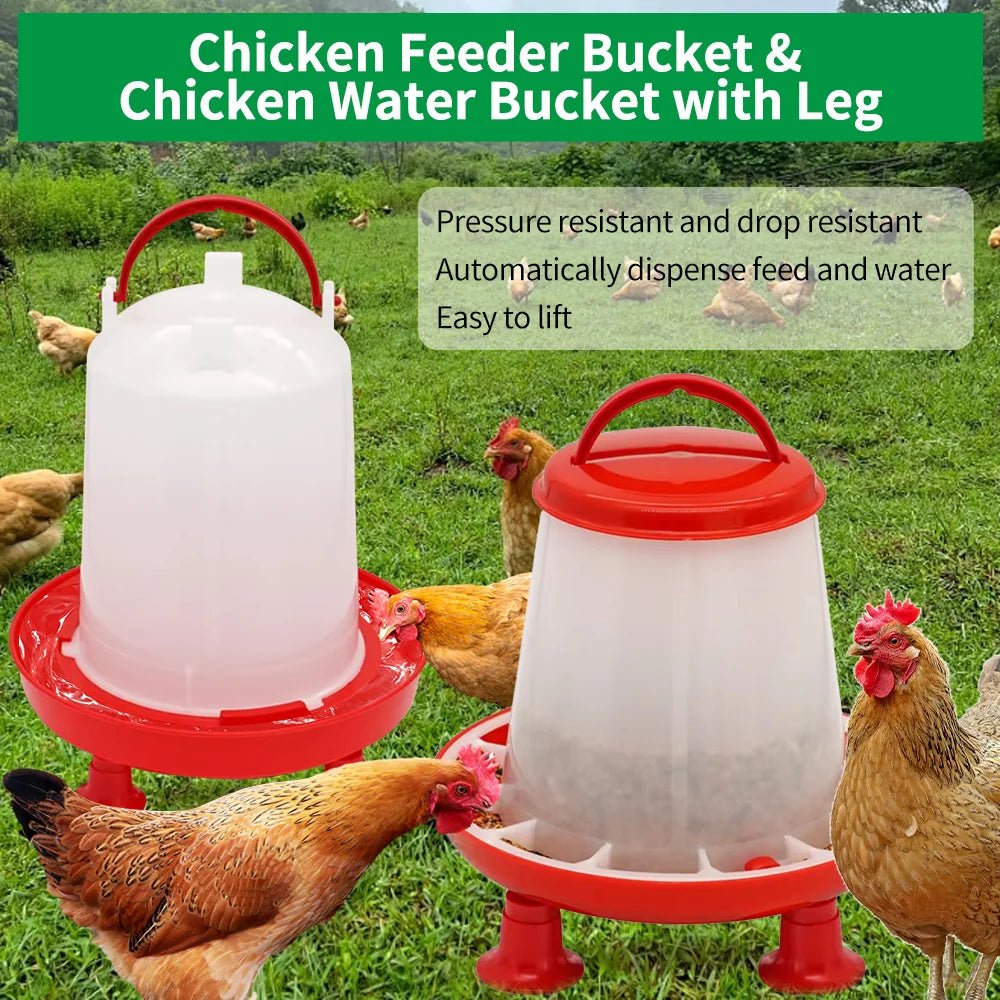 1Pc 1.5kg/3L Automatic Chicken Feeder Bucket Drinker Bucket With Leg Plastic Water Bucket for Duck Farm Chick Coop Water Supply - Lily.sg Global Shopping
