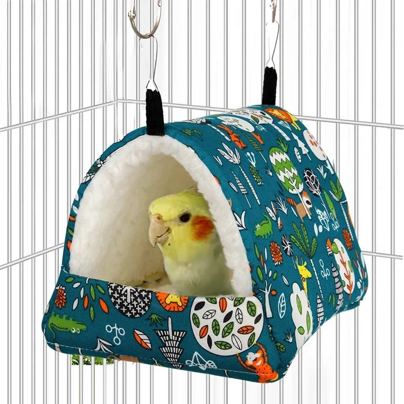 1pc Cute Print Bird Bed Mini Cage Rabbit Squirrel Mat Guinea Pig Nest Hamster House Small Animal Sleeping Bed Pet Hanging Cage - Lily.sg Global Shopping