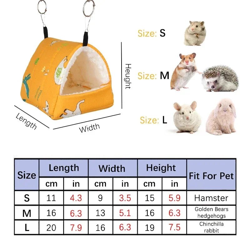 1pc Cute Print Bird Bed Mini Cage Rabbit Squirrel Mat Guinea Pig Nest Hamster House Small Animal Sleeping Bed Pet Hanging Cage - Lily.sg Global Shopping