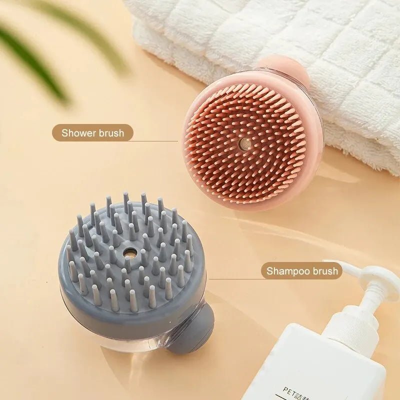 1pc Pet Bath Brush Soft Silicone With Shampoo Dispenser Gentle Massage For Grooming And Cleaning Fur And Hair - Lily.sg Global Shopping