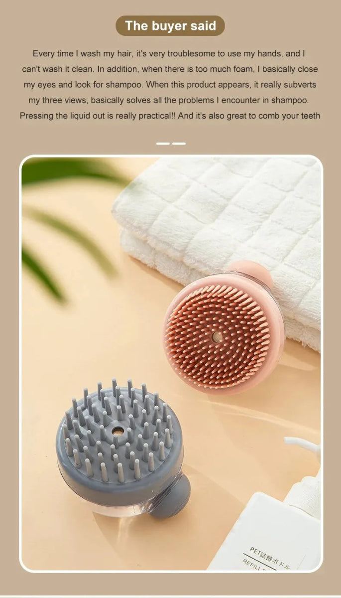 1pc Pet Bath Brush Soft Silicone With Shampoo Dispenser Gentle Massage For Grooming And Cleaning Fur And Hair - Lily.sg Global Shopping