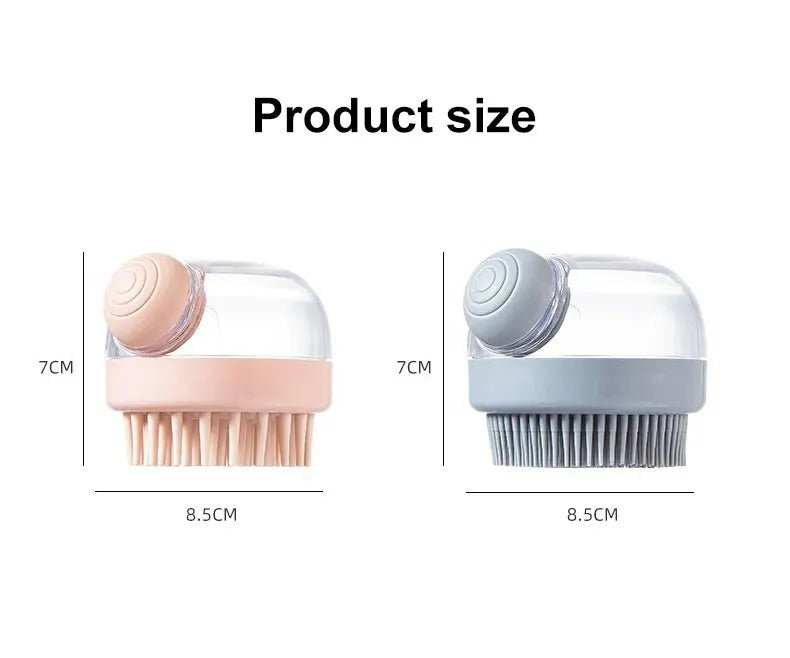 1pc Pet Bath Brush Soft Silicone With Shampoo Dispenser Gentle Massage For Grooming And Cleaning Fur And Hair - Lily.sg Global Shopping
