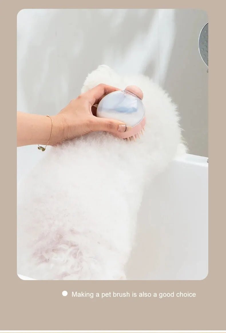 1pc Pet Bath Brush Soft Silicone With Shampoo Dispenser Gentle Massage For Grooming And Cleaning Fur And Hair - Lily.sg Global Shopping