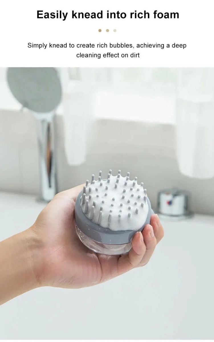 1pc Pet Bath Brush Soft Silicone With Shampoo Dispenser Gentle Massage For Grooming And Cleaning Fur And Hair - Lily.sg Global Shopping
