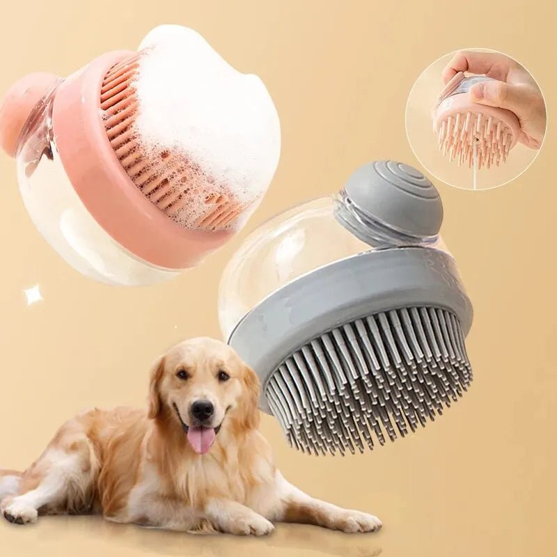 1pc Pet Bath Brush Soft Silicone With Shampoo Dispenser Gentle Massage For Grooming And Cleaning Fur And Hair - Lily.sg Global Shopping