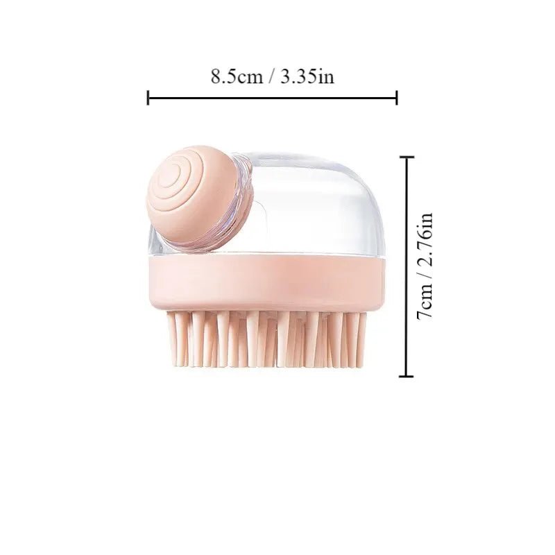 1pc Pet Bath Brush Soft Silicone With Shampoo Dispenser Gentle Massage For Grooming And Cleaning Fur And Hair - Lily.sg Global Shopping