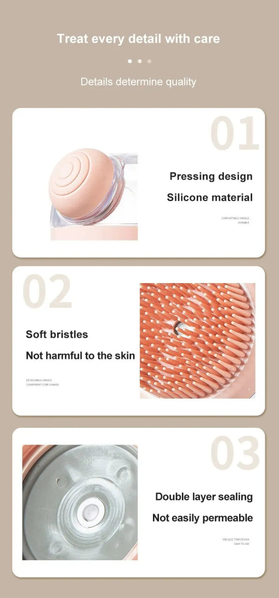 1pc Pet Bath Brush Soft Silicone With Shampoo Dispenser Gentle Massage For Grooming And Cleaning Fur And Hair - Lily.sg Global Shopping