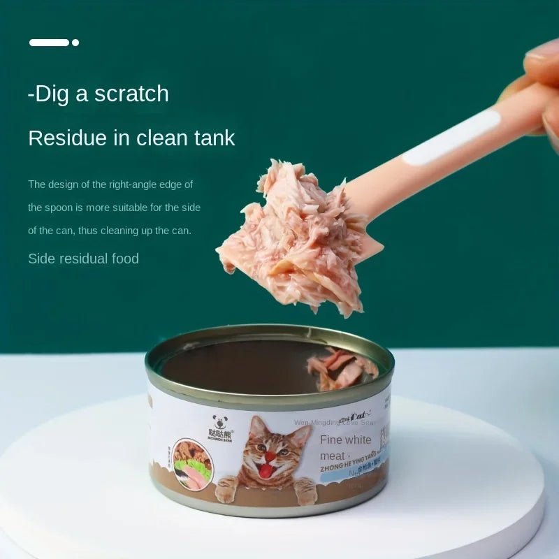 1pc/1set Pet Canned Spoon 3 in 1 Universal Sealing Lids Feeding Stirring Long Handle Cat Scoop Pet Feeding Tableware Accessories - Lily.sg Global Shopping