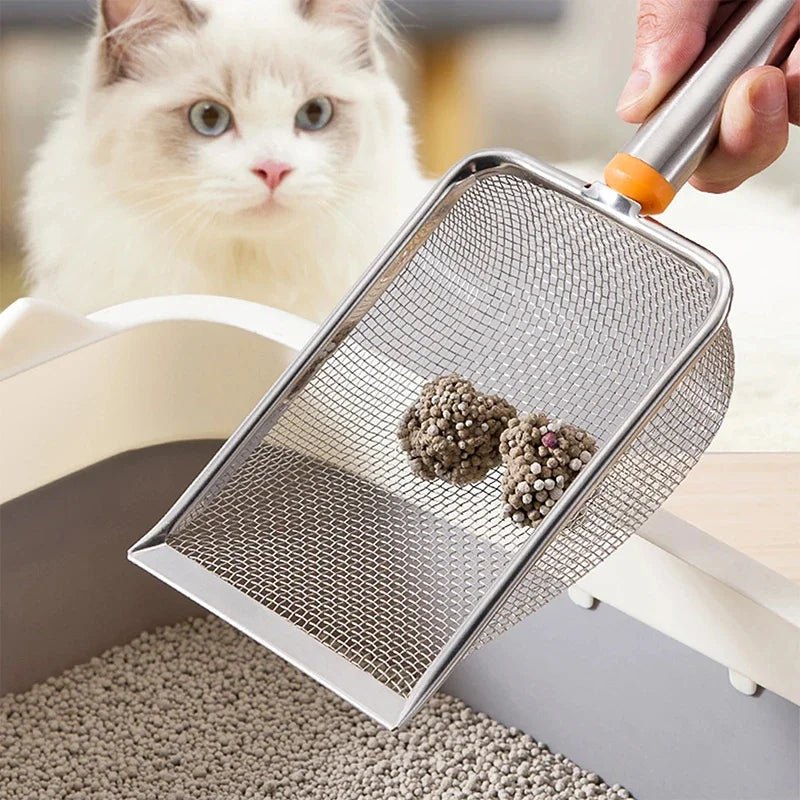1pcs Stainless Steel Fine Mesh Cat Litter Scoop Easy To Clean Non - Stick Shovel For Reptiles Sand Efficient Durable Litter Scoop - Lily.sg Global Shopping