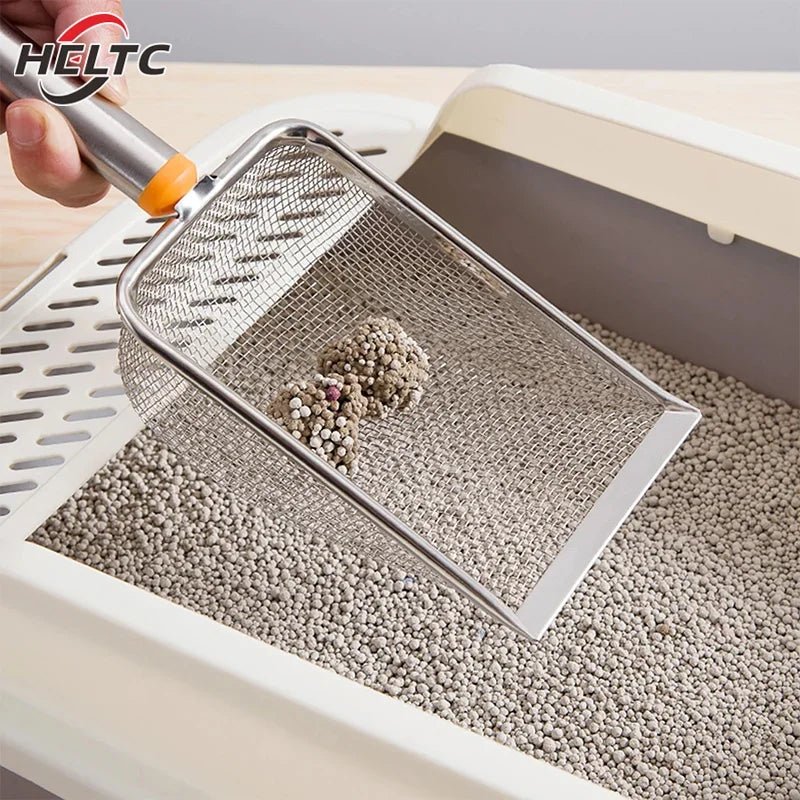 1pcs Stainless Steel Fine Mesh Cat Litter Scoop Easy To Clean Non - Stick Shovel For Reptiles Sand Efficient Durable Litter Scoop - Lily.sg Global Shopping