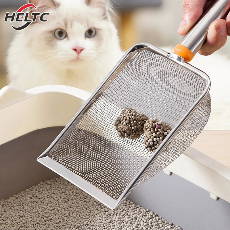 1pcs Stainless Steel Fine Mesh Cat Litter Scoop Easy To Clean Non - Stick Shovel For Reptiles Sand Efficient Durable Litter Scoop - Lily.sg Global Shopping