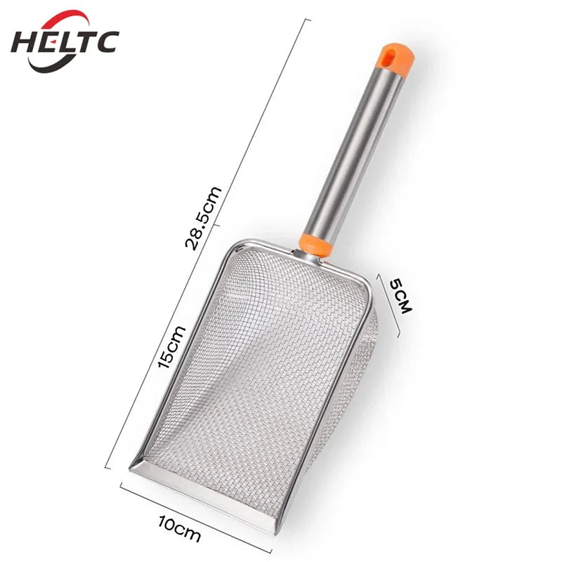 1pcs Stainless Steel Fine Mesh Cat Litter Scoop Easy To Clean Non - Stick Shovel For Reptiles Sand Efficient Durable Litter Scoop - Lily.sg Global Shopping