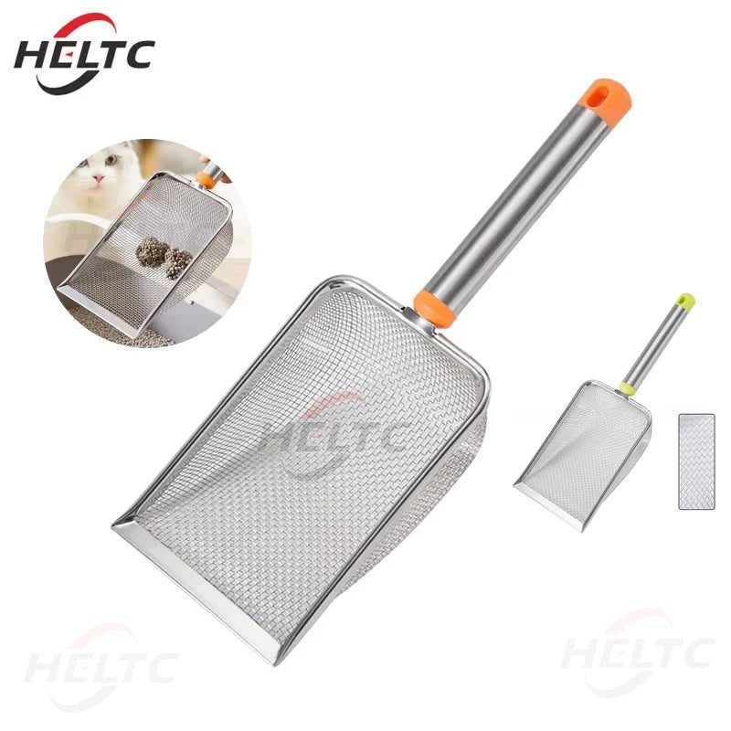 1pcs Stainless Steel Fine Mesh Cat Litter Scoop Easy To Clean Non - Stick Shovel For Reptiles Sand Efficient Durable Litter Scoop - Lily.sg Global Shopping