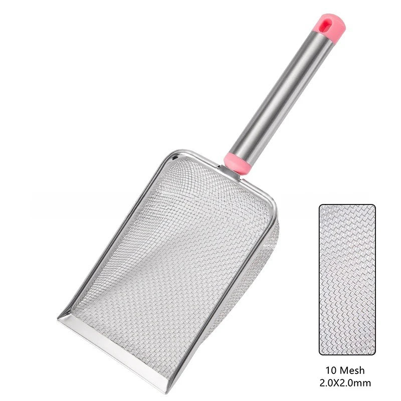 1pcs Stainless Steel Fine Mesh Cat Litter Scoop Easy To Clean Non - Stick Shovel For Reptiles Sand Efficient Durable Litter Scoop - Lily.sg Global Shopping