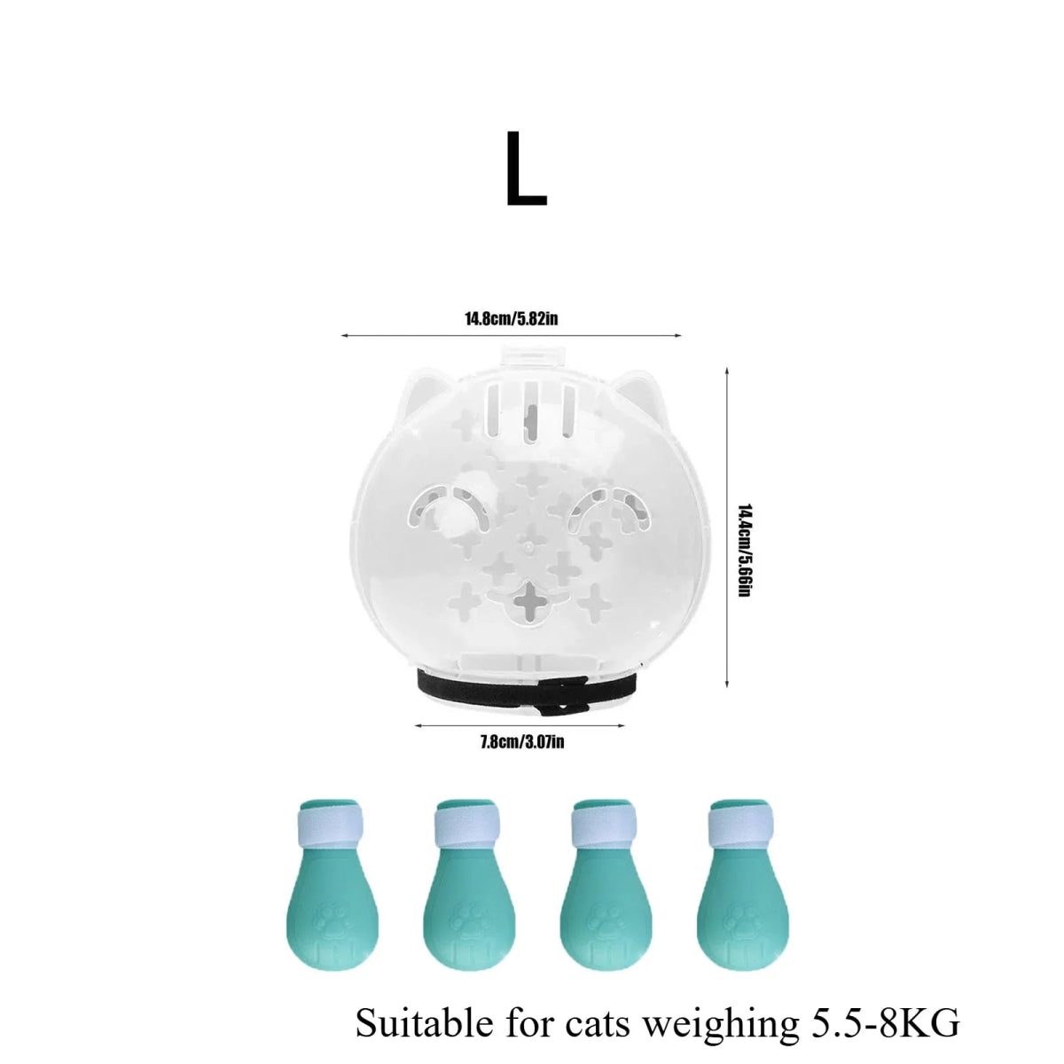 1Set Cat Muzzle Pet Grooming Cover Accessory Cat Anti Bite Anti Licking Space Hood Breathable Helmet with 4 Silicone Paw Shoes - Lily.sg Global Shopping