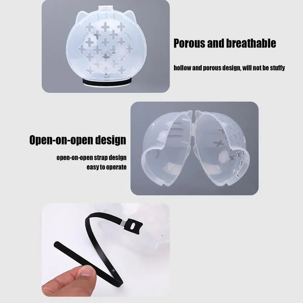 1Set Cat Muzzle Pet Grooming Cover Accessory Cat Anti Bite Anti Licking Space Hood Breathable Helmet with 4 Silicone Paw Shoes - Lily.sg Global Shopping