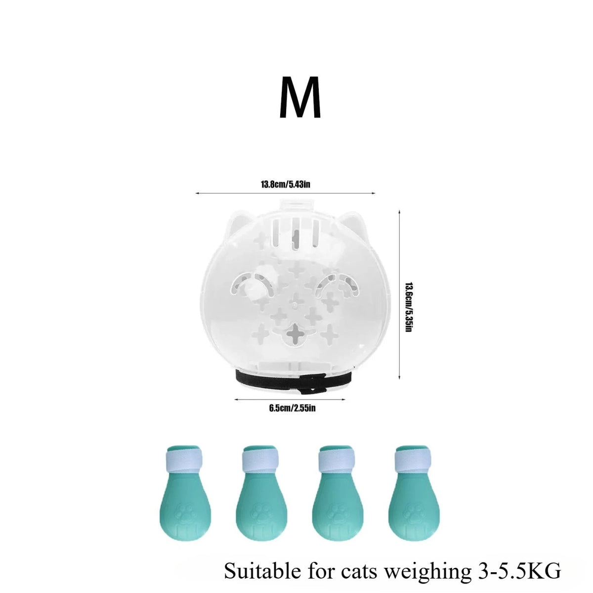 1Set Cat Muzzle Pet Grooming Cover Accessory Cat Anti Bite Anti Licking Space Hood Breathable Helmet with 4 Silicone Paw Shoes - Lily.sg Global Shopping