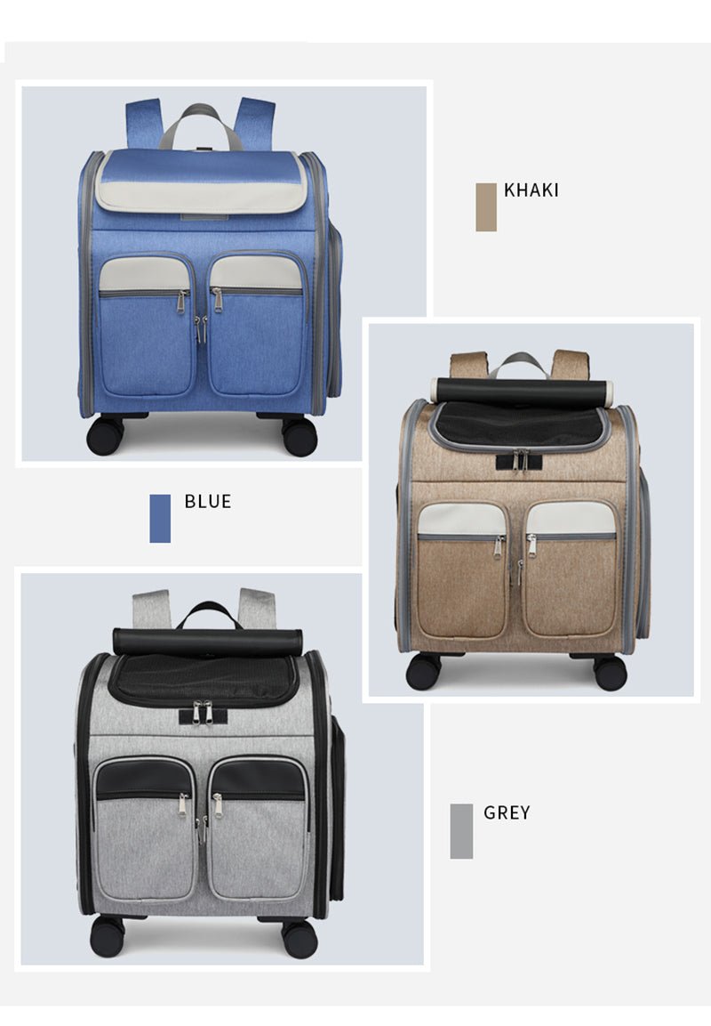 2 In 1 Large Pet Backpack Cat Stroller Pet Carrier with Wheels Portable Foldable Tie - Rod Pet Bag Cat and Dog Travel Carrier Bag - Lily.sg Global Shopping