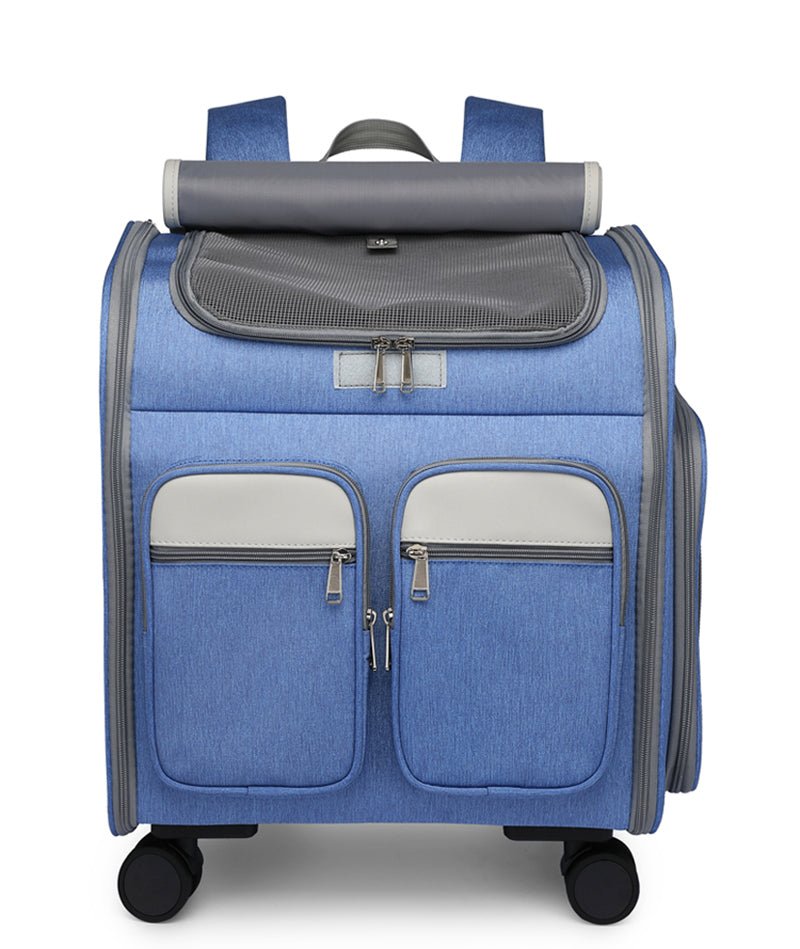 2 In 1 Large Pet Backpack Cat Stroller Pet Carrier with Wheels Portable Foldable Tie - Rod Pet Bag Cat and Dog Travel Carrier Bag - Lily.sg Global Shopping