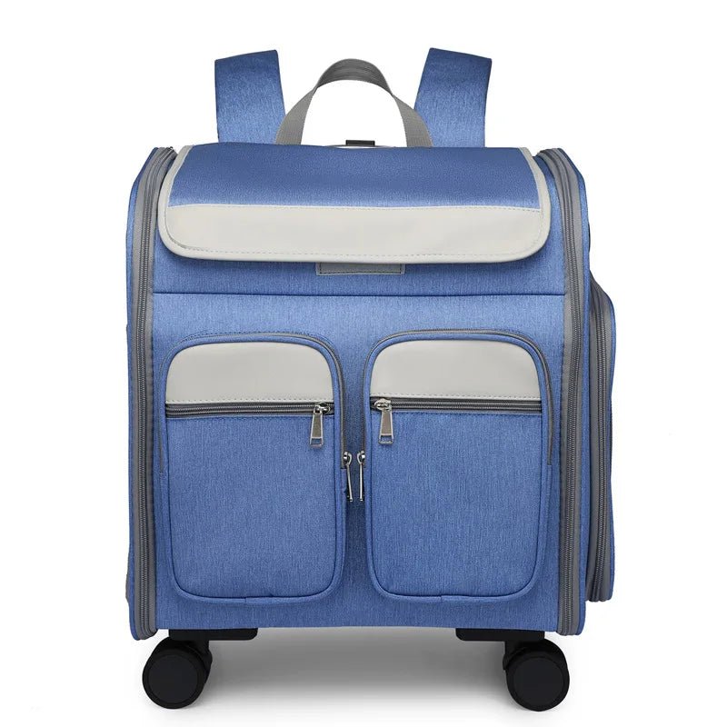 2 In 1 Large Pet Backpack Cat Stroller Pet Carrier with Wheels Portable Foldable Tie - Rod Pet Bag Cat and Dog Travel Carrier Bag - Lily.sg Global Shopping