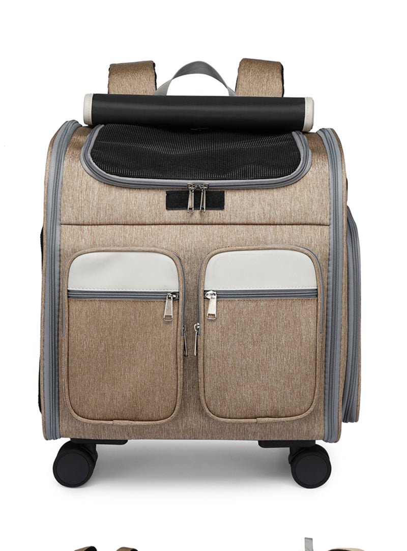 2 In 1 Large Pet Backpack Cat Stroller Pet Carrier with Wheels Portable Foldable Tie - Rod Pet Bag Cat and Dog Travel Carrier Bag - Lily.sg Global Shopping