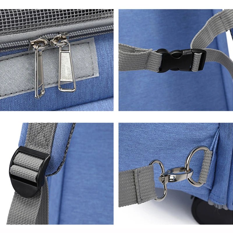 2 In 1 Large Pet Backpack Cat Stroller Pet Carrier with Wheels Portable Foldable Tie - Rod Pet Bag Cat and Dog Travel Carrier Bag - Lily.sg Global Shopping