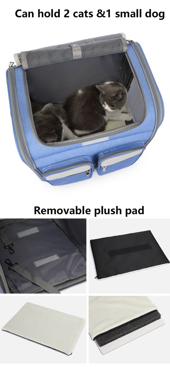 2 In 1 Large Pet Backpack Cat Stroller Pet Carrier with Wheels Portable Foldable Tie - Rod Pet Bag Cat and Dog Travel Carrier Bag - Lily.sg Global Shopping