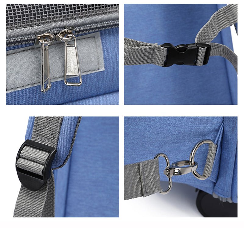 2 In 1 Large Pet Backpack Cat Stroller Pet Carrier with Wheels Portable Foldable Tie - Rod Pet Bag Cat and Dog Travel Carrier Bag - Lily.sg Global Shopping