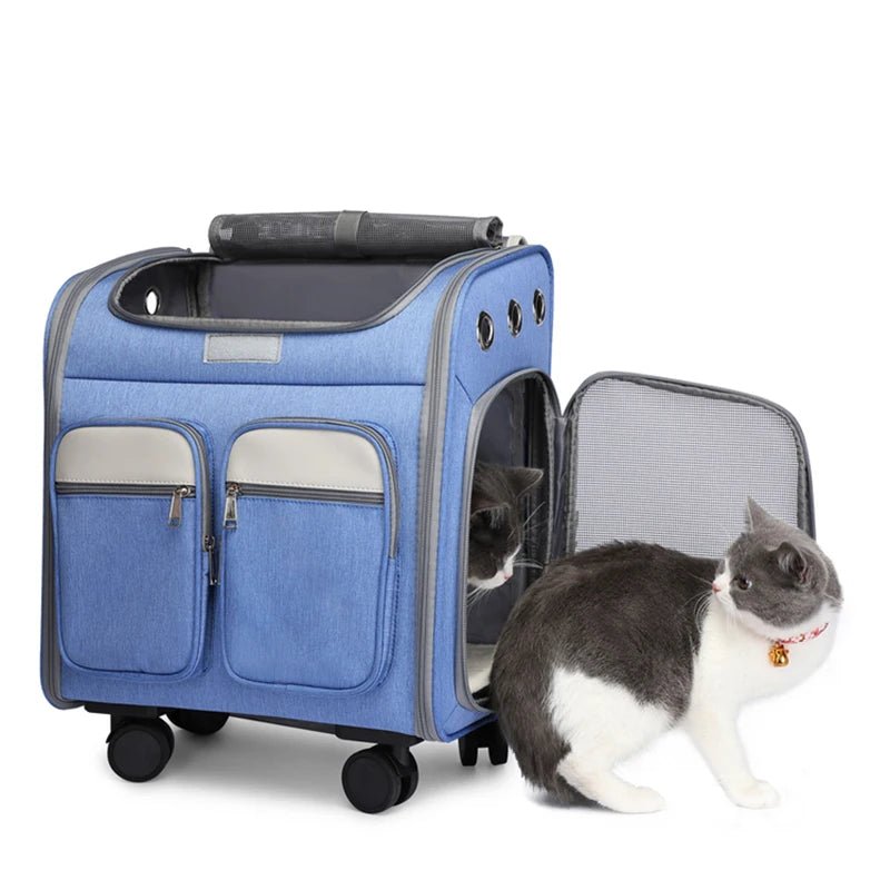 2 In 1 Large Pet Backpack Cat Stroller Pet Carrier with Wheels Portable Foldable Tie - Rod Pet Bag Cat and Dog Travel Carrier Bag - Lily.sg Global Shopping