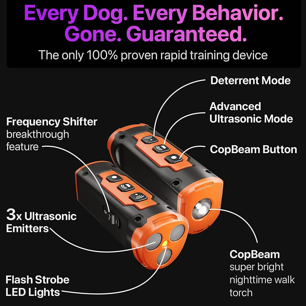2023 Release Pet Dog Repeller Ultrasonic Dog Training Device Rechargeable Anti Dog Bark Deterrent Device With LED Flashlight - Lily.sg Global Shopping