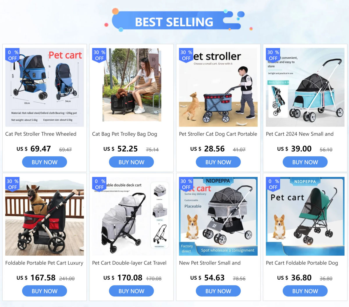2024 Pet Stroller Transparent Pet Cart Dog Walking Cart Small Medium Sized Dog Pulled Stroller Lightweight Foldable Detachable - Lily.sg Global Shopping