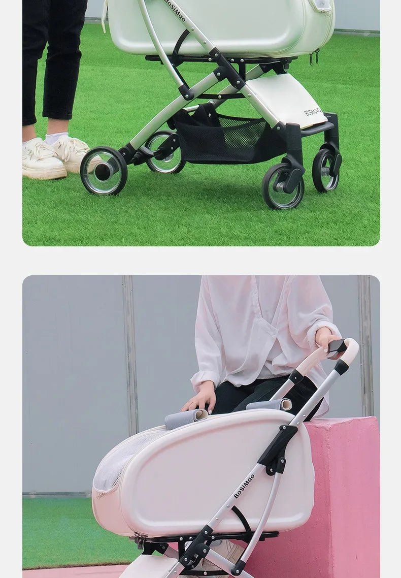 2024 Pet Stroller Transparent Pet Cart Dog Walking Cart Small Medium Sized Dog Pulled Stroller Lightweight Foldable Detachable - Lily.sg Global Shopping