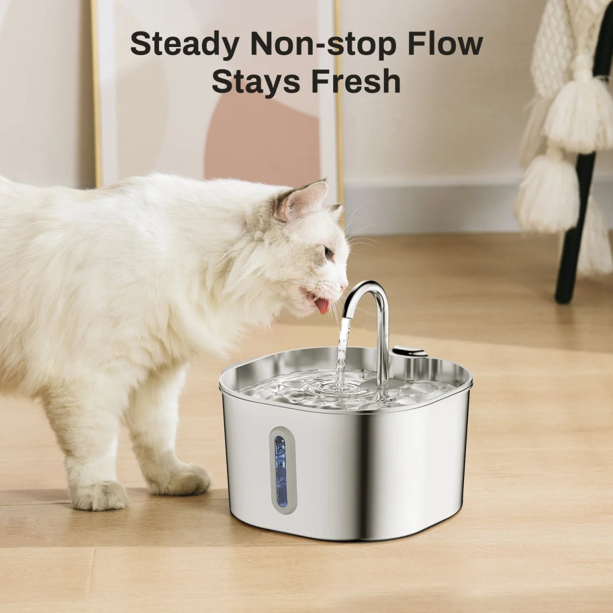 2.2L Automatic Cat And Dog Water Fountain With Faucet Stainless Steel Filter Silent Water Pump Cat Water Fountain Supplies - Lily.sg Global Shopping