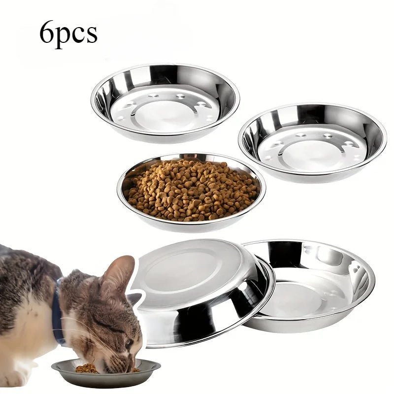 2/6pcs Slip Resistant Stainless Steel Cat Bowl – Low - Profile Wide Design for Kittens Small Pets Anti - Tip Base Feeding Station - Lily.sg Global Shopping